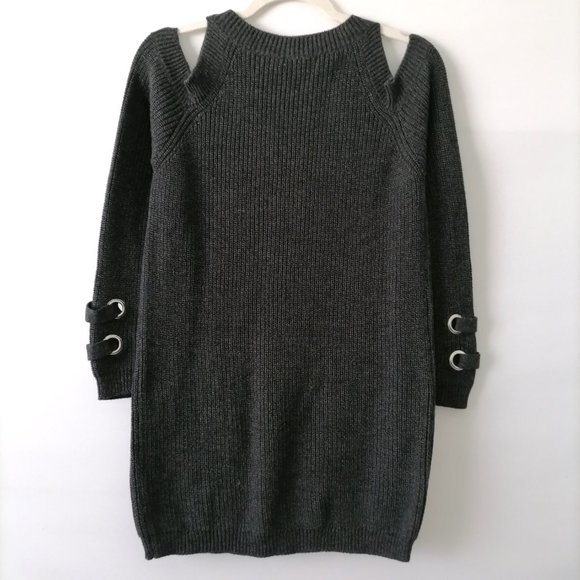 Skies Are Blue Womens Black Cold Shoulder Sleeve Round Neck Sweater Size M - Picture 4 of 7